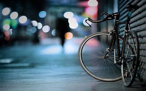 HD wallpaper: black road bike, depth of field, bicycle, bokeh, street ...