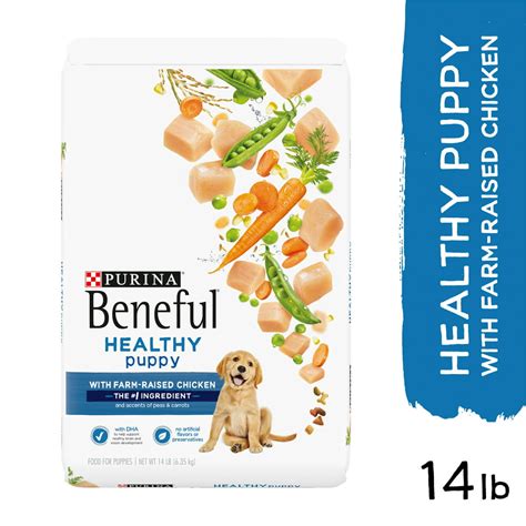 Purina Beneful Healthy Puppy With Farm Raised Chicken, High Protein Dry Dog Food, 14 lb. Bag ...