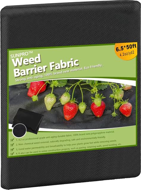 Amazon.com : 6.5FTx50FT Garden Weed Barrier Landscape Fabric Heavy Duty 4.2oz Ultra Thick Weed ...