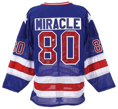 Lot Detail - 1980 USA Olympic Hockey Miracle On Ice Team Signed Jersey w/ 20 Signatures (JSA ...