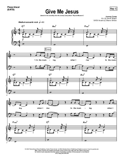 Give Me Jesus Sheet Music PDF (Jeremy Camp) - PraiseCharts