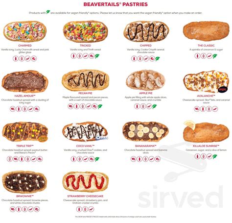 BeaverTails menu in Ottawa, Ontario, Canada