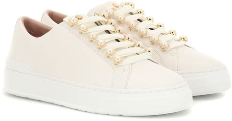 Stuart Weitzman Excelsa Leather Sneakers in White - Lyst