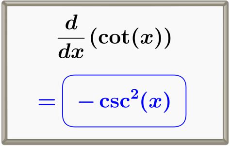 Derivative of Cotangent, cot(x) - Formula, Proof, and Graphs - Neurochispas