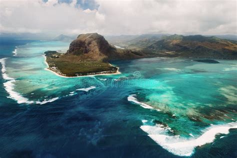 Aerial View of Le Morne Brabant Mountain Which is in the World Heritage Site of the UNESCO Stock ...