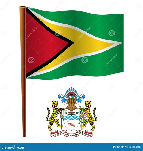 Guyana wavy flag stock vector. Illustration of proud - 30811417