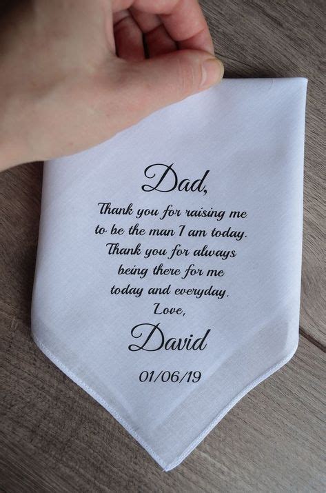 Father of the groom handkerchief to father of the groom gift from son wedding gift to dad in ...