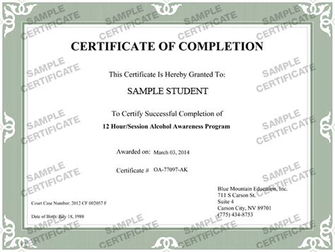 Free Completion Certificate - Successful Completion of Course