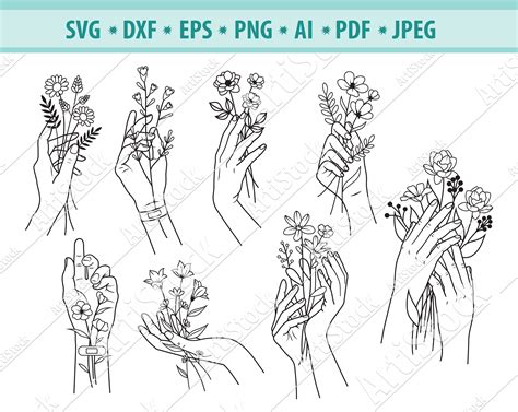 Hand Holding Flower Drawing