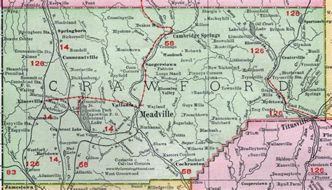 Crawford County, Pennsylvania 1911 Map by Rand McNally, Meadville ...