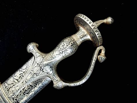 Indian sword/tulwar with silver damascened or koftgari and | Etsy