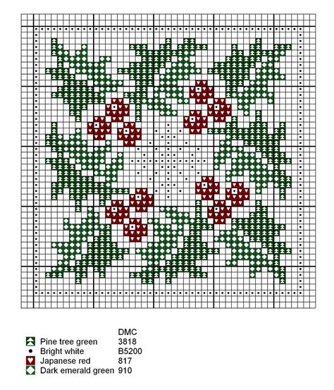 Winter and Christmas: holly with berries cross stitch chartl | NAVIDAD | Pinterest | Punto de ...