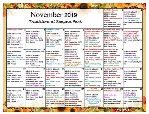 November Assisted Living Activities - Traditions at Reagan Park