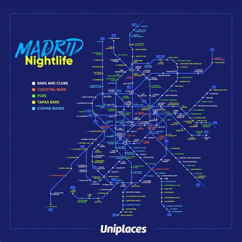 Madrid nightlife map - Map of Madrid nightlife (Spain)