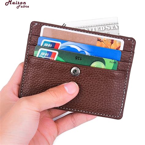 Maison Fabre Credit Card Holder Men's Women's Leather Small ID Credit Card Wallet Holder Slim ...