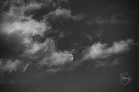 Nearly full moon dancing with some afternoon clouds, in black and white. | Clouds photography ...