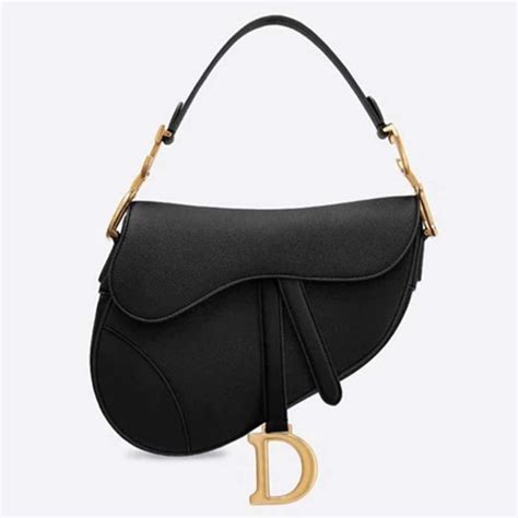 Dior Women Saddle Bag in Black Embossed Grained Calfskin - LULUX