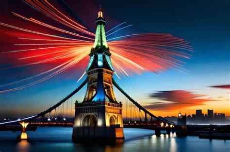 Premium AI Image | Fireworks are seen over the bridge in london.