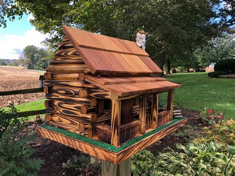 Log Cabin Birdhouse Amish Made Yard and Garden Decor - Etsy