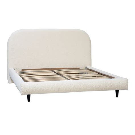 White Mod Boucle Queen Bed Frame Furniture | Design MIX Gallery