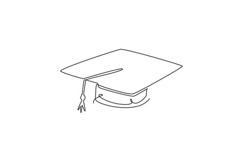 One continuous line drawing of graduation cap for graduating ceremony ...