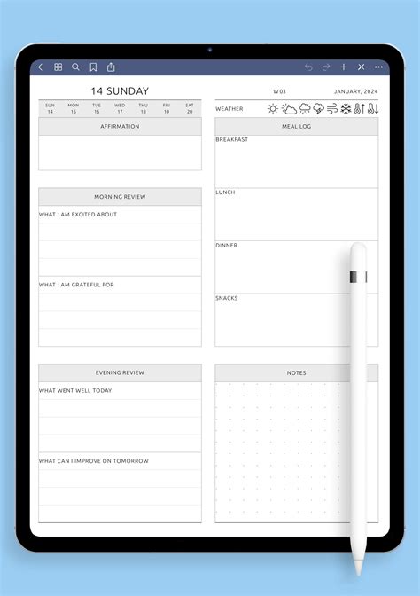 Download Daily Review Template: Printable PDF or Digital for reMarkable, Kindle, Supernote