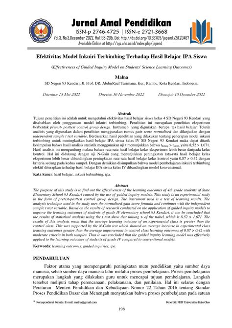 (PDF) Efektivitas Model Inkuiri Terbimbing Terhadap Hasil Belajar IPA Siswa