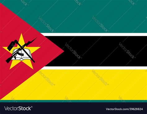 National flag republic of mozambique Royalty Free Vector