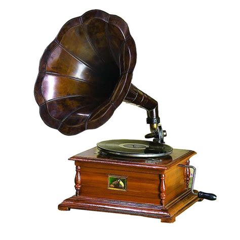 Vintage Style Working Gramophone Record Player Wood Base w Antique Brass Horn | Old fashioned ...