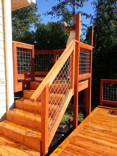 Custom cedar deck with hog wire handrails, in Bellingham, WA by Devine Designs llc | Deck ...