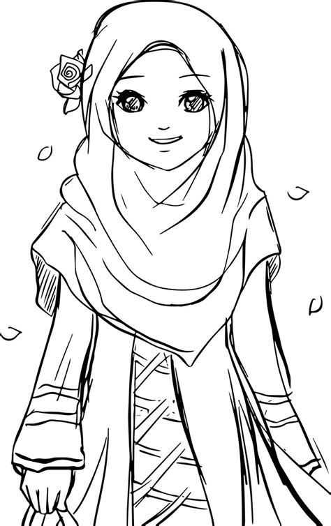 cool Islamic Muslim Wears Hijab Girl Coloring Pages | Gambar, Kartun, Gambar anime