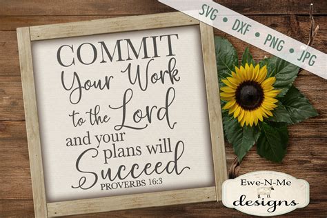 Commit Your Work To The Lord - Bible Verse Proverbs 16 - SVG