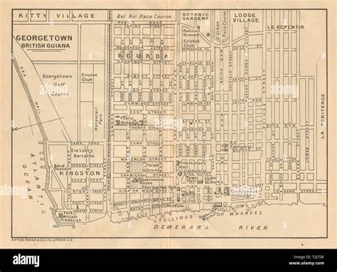 GEORGETOWN. Vintage town map. British Guiana (Guyana) /Guyana. Caribbean 1935 Stock Photo - Alamy