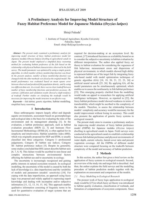 (PDF) A Preliminary Analysis for Improving Model Structure of Fuzzy Habitat Preference Model for ...