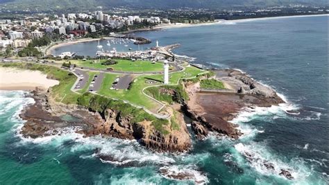 Wollongong Lighthouse 4 - Drone Stock Footage Australia