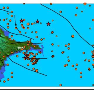 Event distribution map for Absheron peninsula for the period 1902-2010 ...