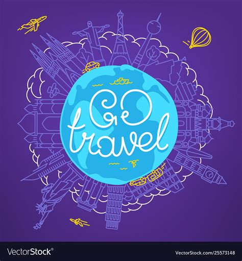 World travel concept with calligraphic logo go Vector Image