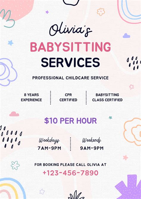 Free custom printable babysitting flyer templates | Canva