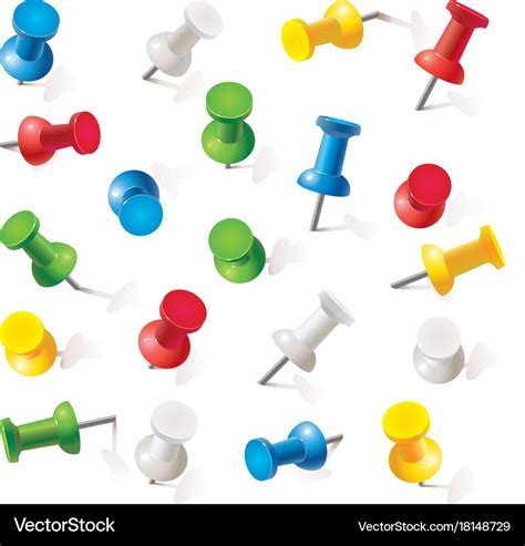 Set of push pins in different colors thumbtacks Vector Image