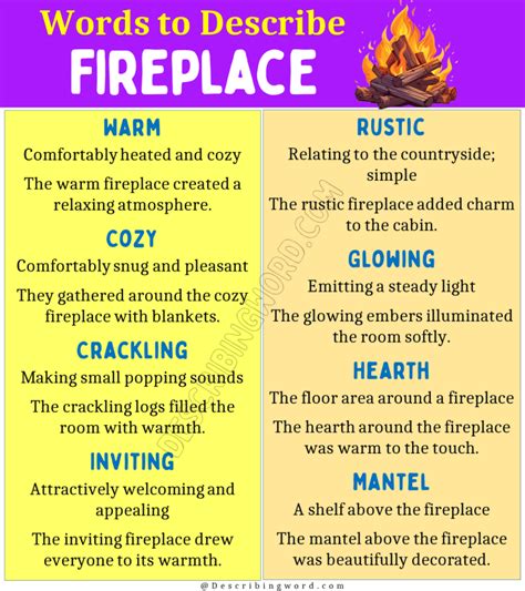 Top 30 Adjectives for Fireplace (Negative & Positive Words) - DescribingWord.Com