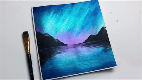 Northern Lights Mountains | Acrylic Painting For Beginners | Aurora ...