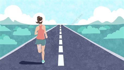 Running Girl Moving Forward Inspirational Illustration, Run, Girl, Towards The Future ...