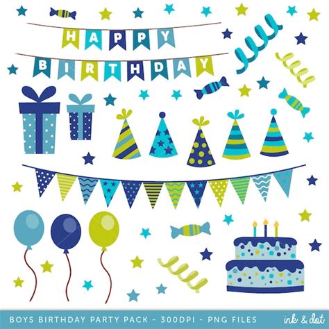 Instant Download Birthday clipart Scrapbook Supplies Happy Birthday ...