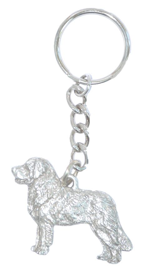 Leonberger Keychain Fine Pewter Silver Key Chain Ring