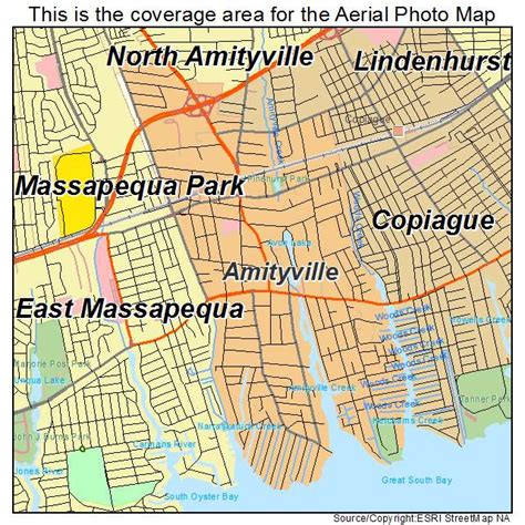 Aerial Photography Map of Amityville, NY New York