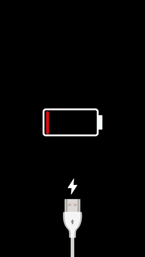 Download Low Battery Icon With Android Charging Port Wallpaper | Wallpapers.com