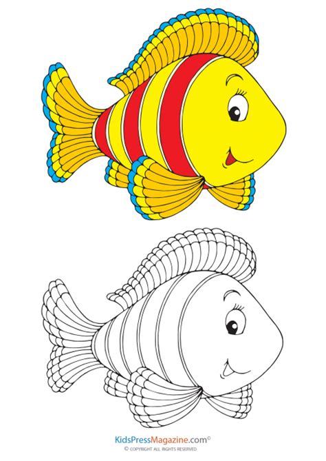 Fill in the Color – Yellow Fish - KidsPressMagazine.com