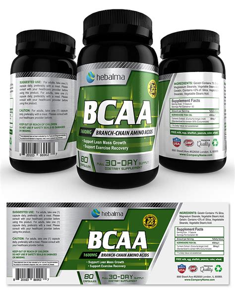 BCAA Amino Acids Supplement Label Template