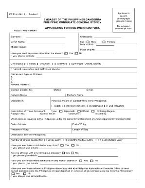 Philippines Visa Application Form - Fill and Sign Printable Template Online