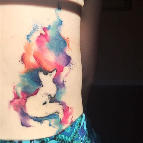 Finally healed! Watercolor Spirit Fox, Rodrigo Tas, São Paulo Brazil | Back tattoos spine, Back ...